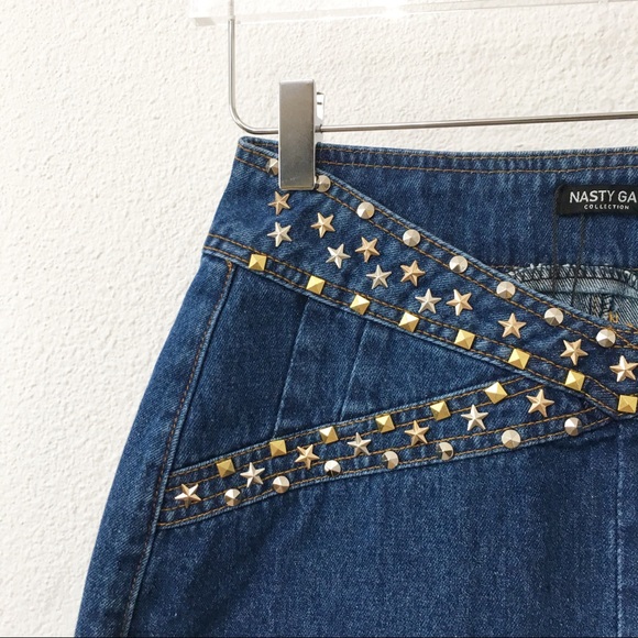 Nasty Gal Studded Denim Mini Skirt - Picture 2 of 4